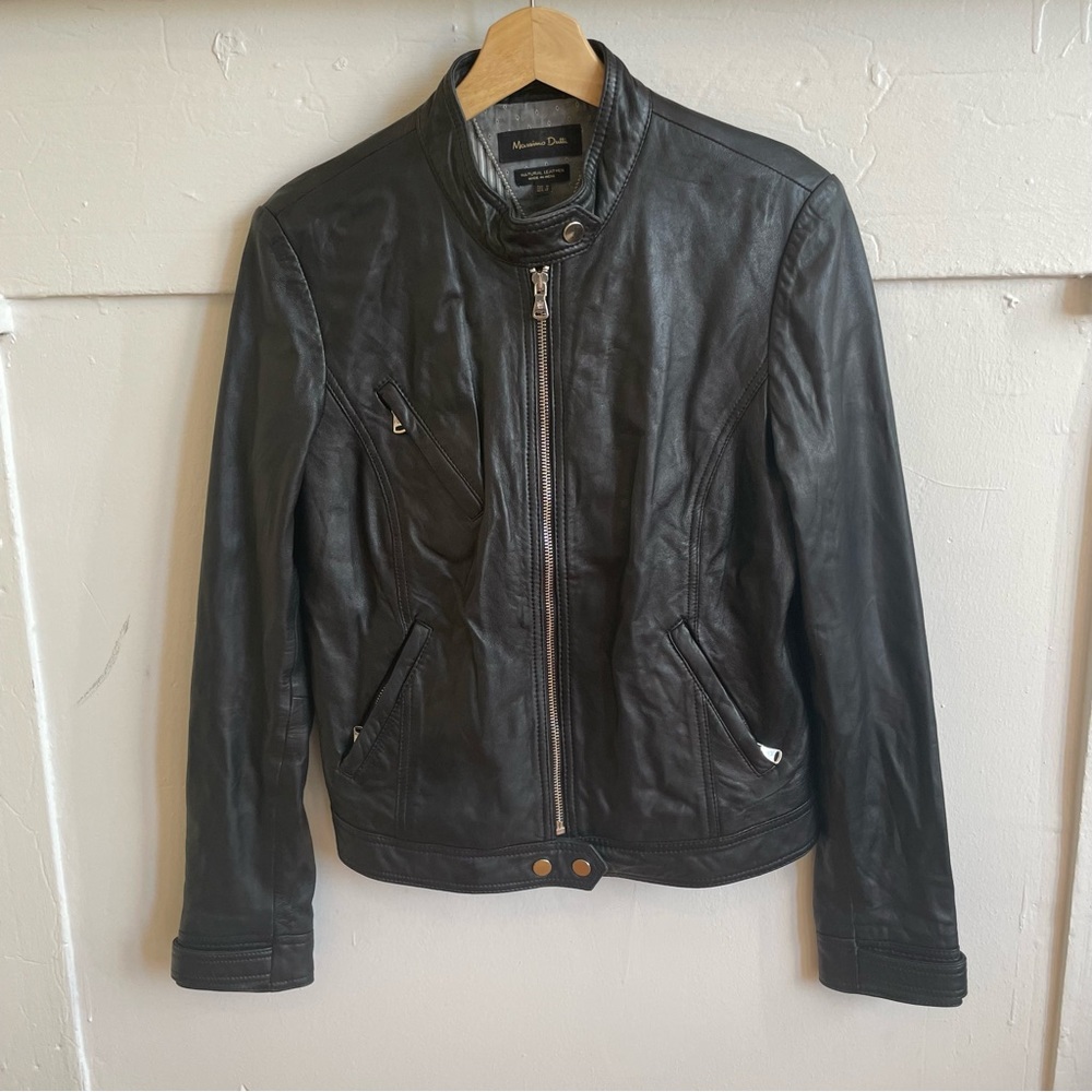 Massimo Dutti Women’s Black Leather Jacket